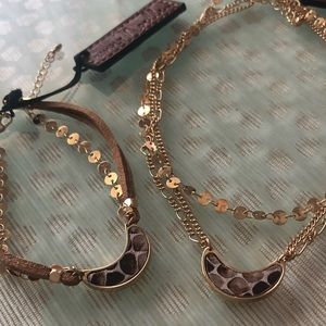 SNAKESKIN/LEATHER bracelet/necklace duo! +BONUS!